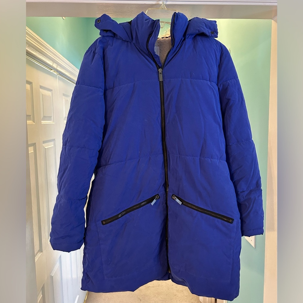 Old Navy Royal Blue Sherpa Lined Hooded Parka Size Small